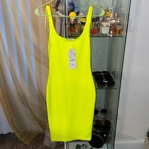 Zara lime green fitted dress